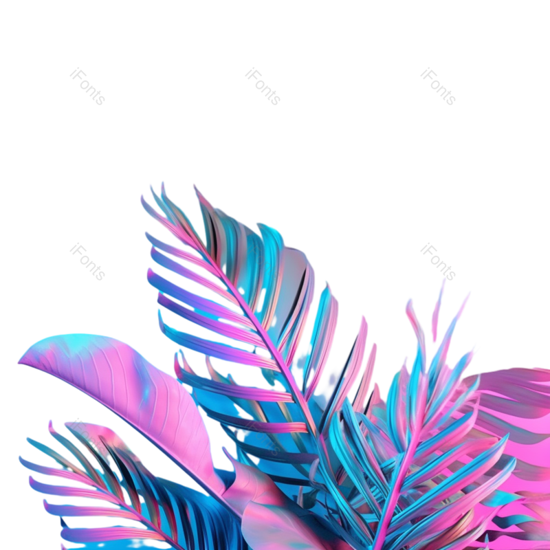 叶子图片,形状元素,摄影PNG,霓虹灯免抠素材